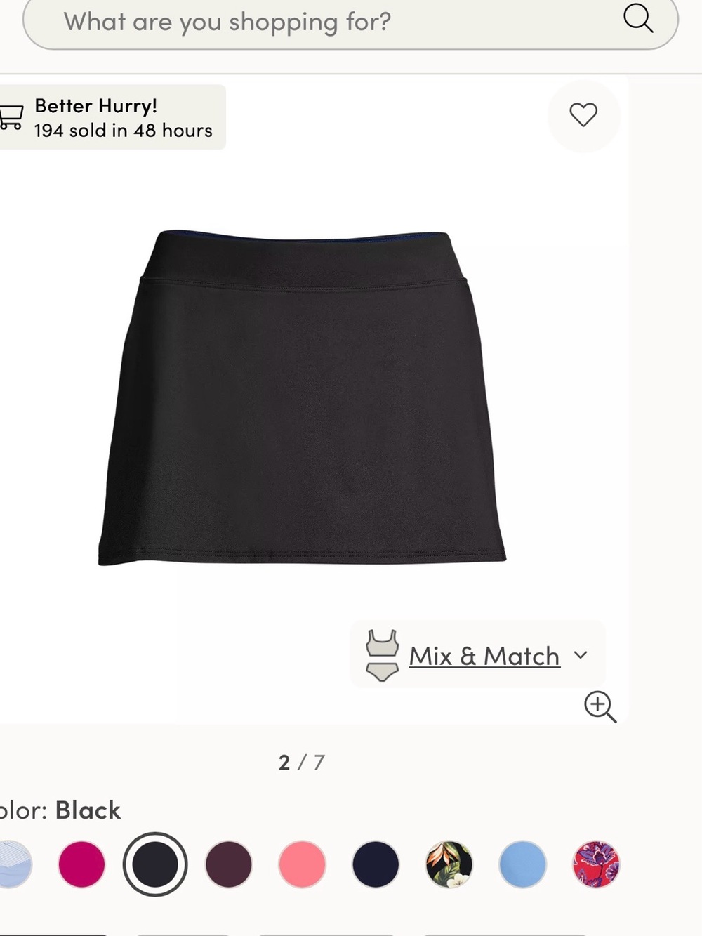 Lands' End Black A-Line Swim Skirt with Built-In Panty